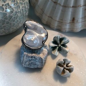 Biwa Pearl- Antique Design 925 Silver Ring